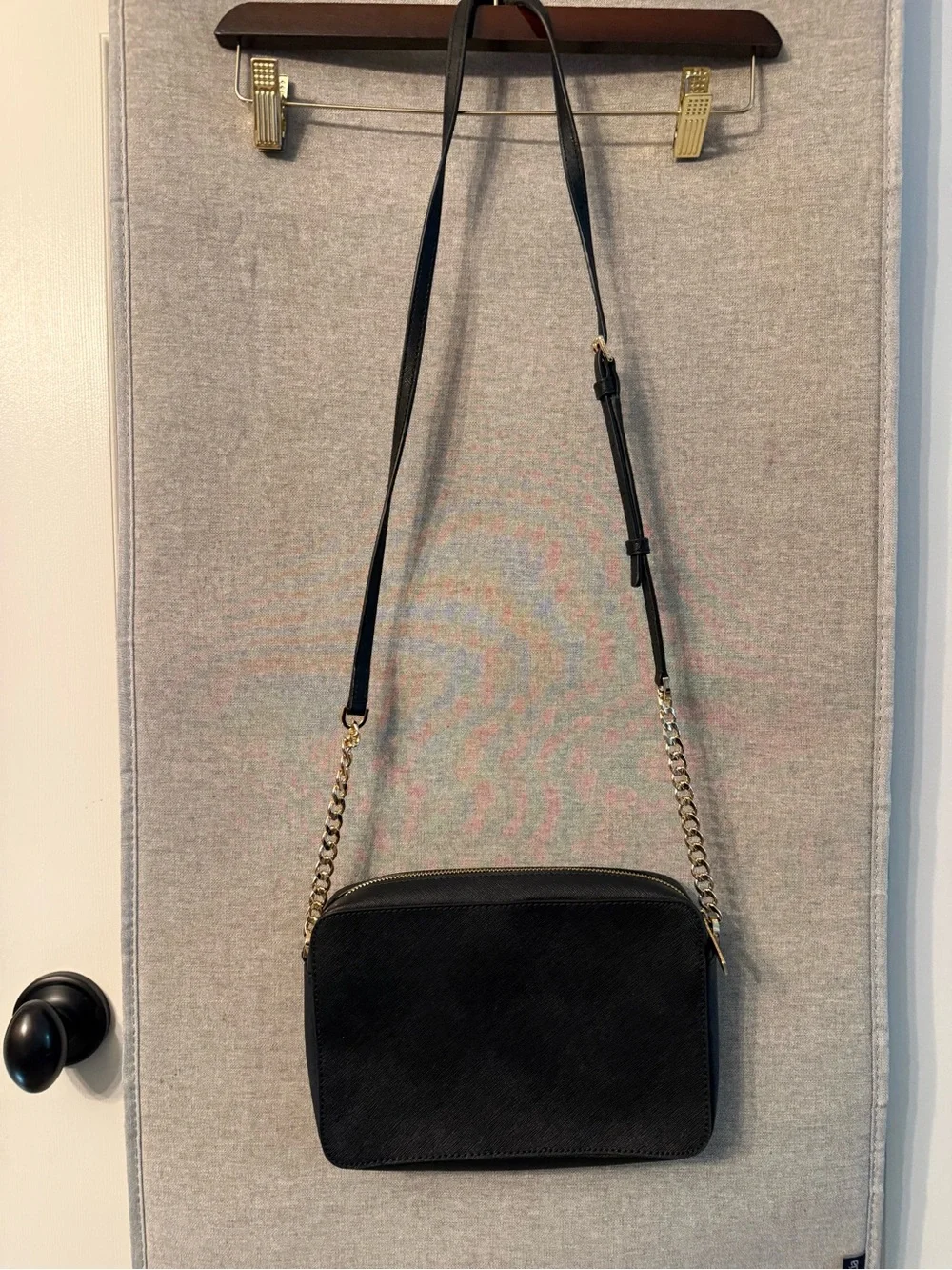 Michael Kors Black Crossbody with Gold Chain Detail